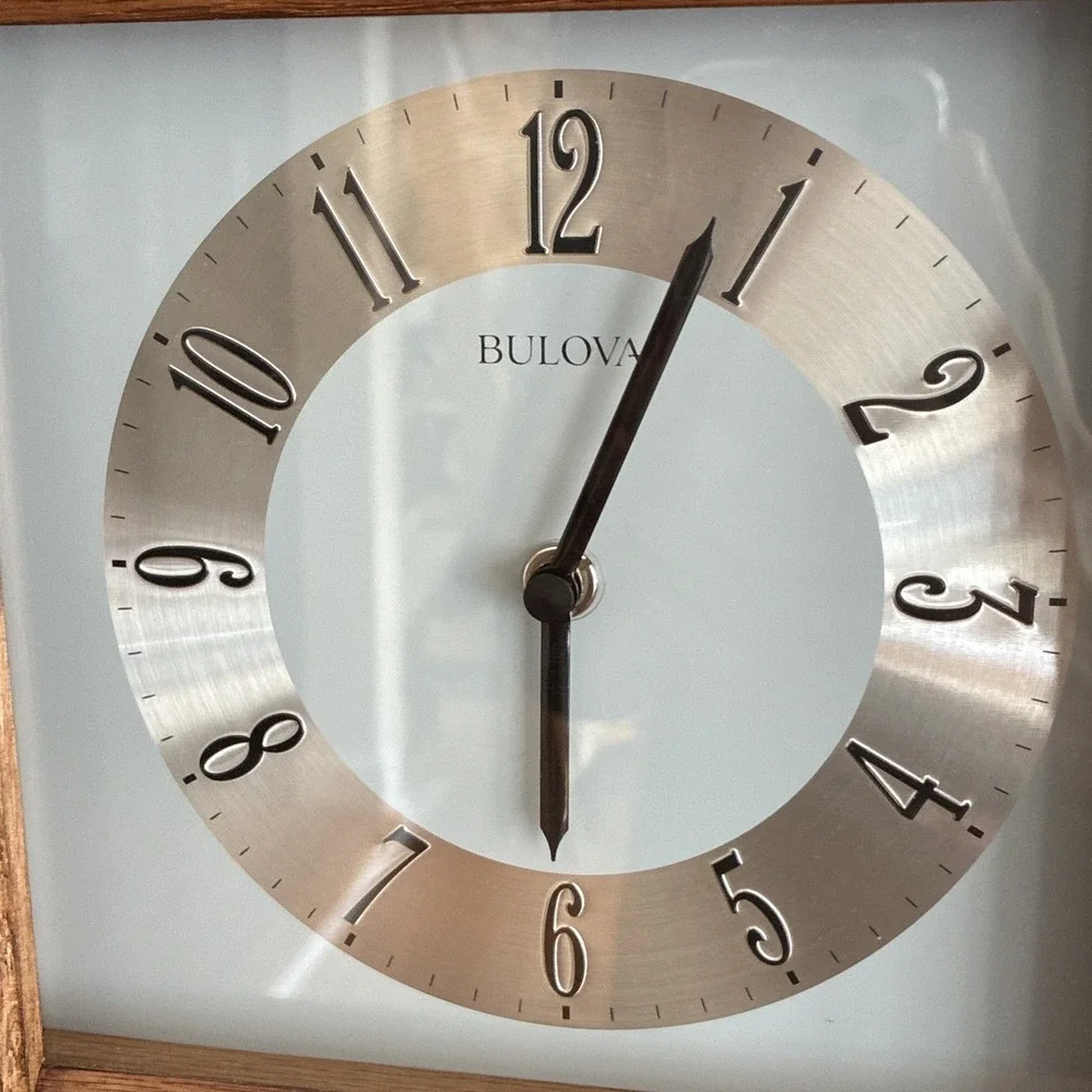 BULOVA MANTEL CLOCK -THE WOODBURY- WITH HARMONIC CHIMES B1657 - Working!!!